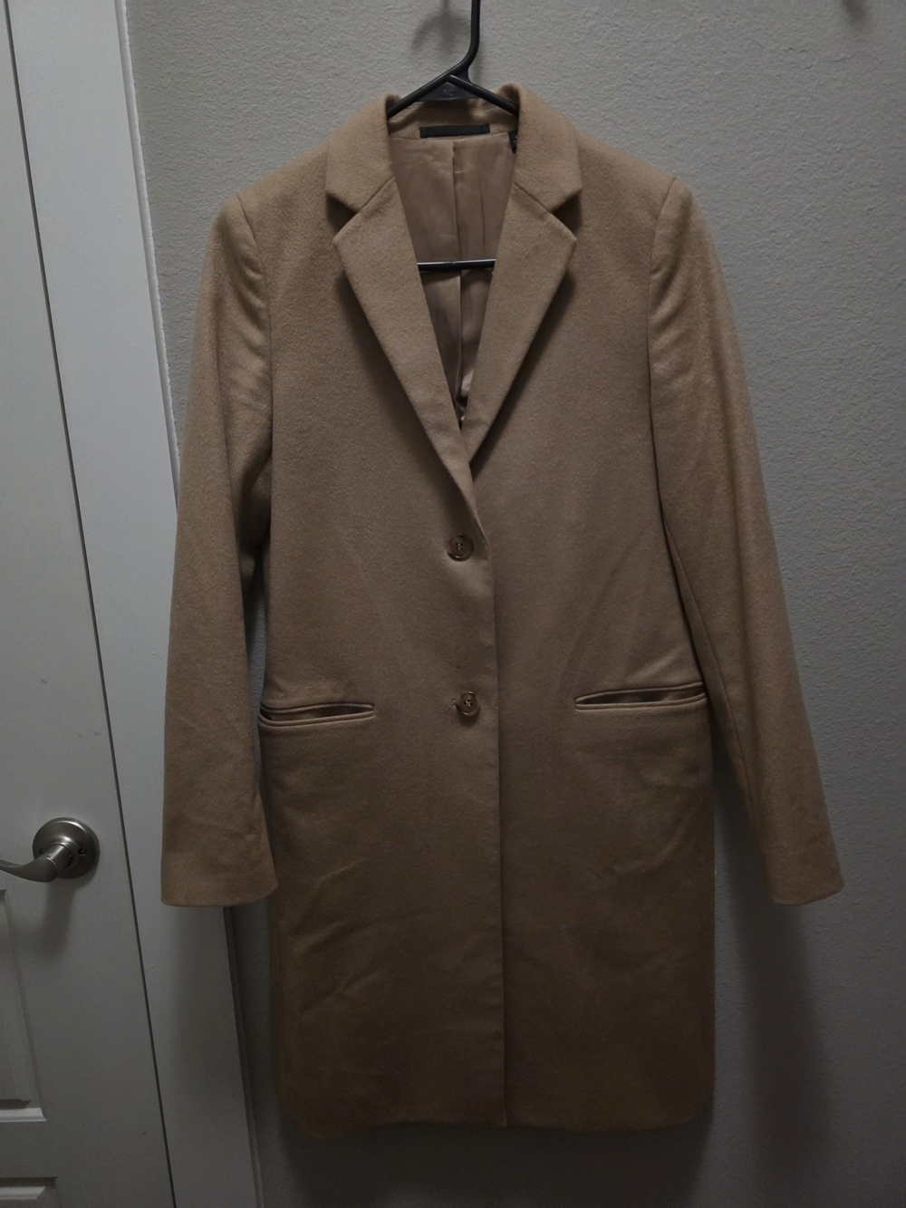 Uniqlo Camel Single-Breasted Wool Blend Coat